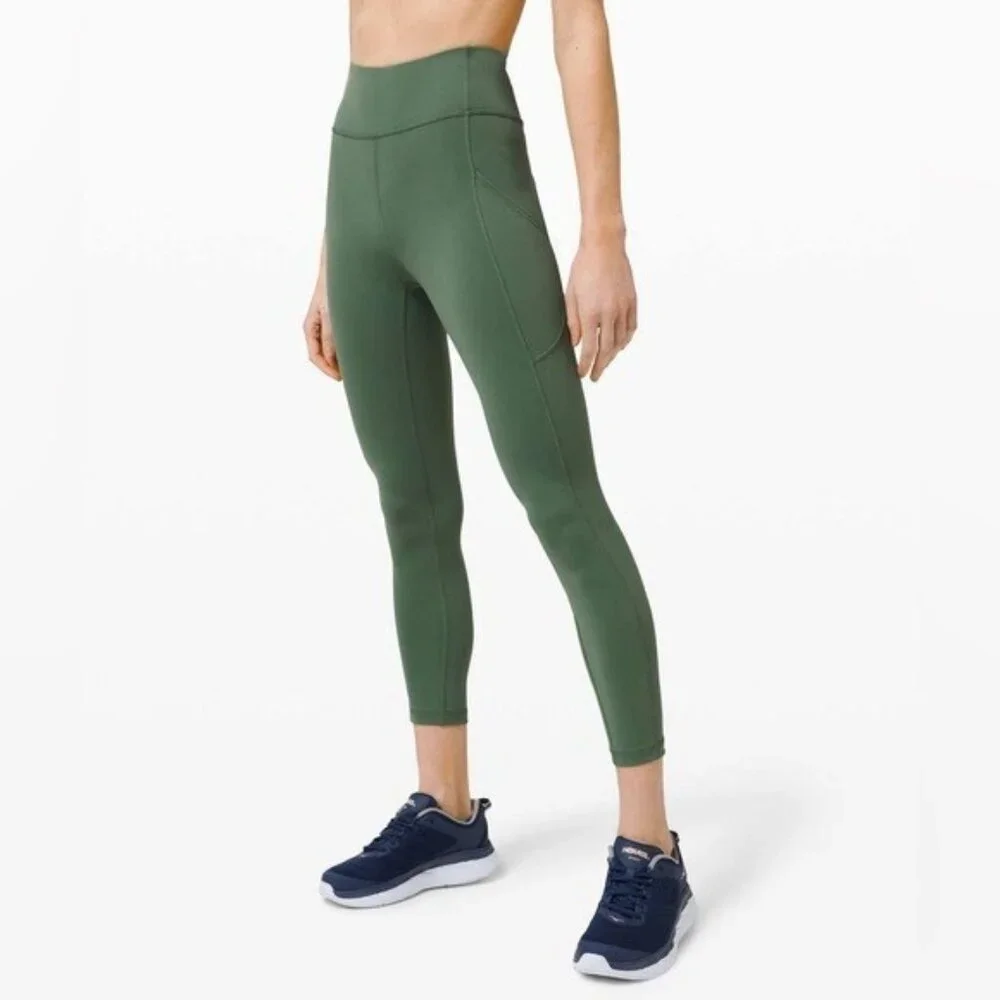 Lululemon SIZE 4 Invigorate High Rise Pocketed 25” leggings in Algae Green
